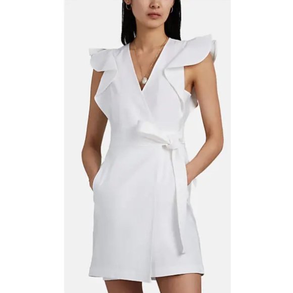 A.L.C. SIDELLE LINEN BLEND WRAP GESSO WHITE DRESS size 8 - Picture 1 of 8